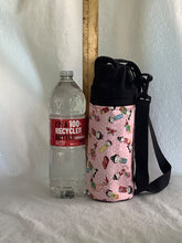 Load image into Gallery viewer, Pink kokeshi on black