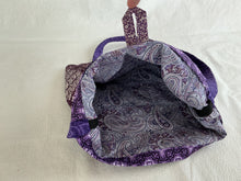 Load image into Gallery viewer, Eggplant and cream tote bag or iPad sleeve or purse