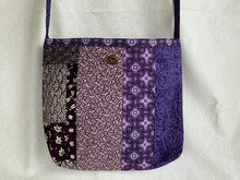 Load image into Gallery viewer, Eggplant and cream gusseted tote bag or iPad sleeve or purse