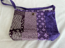 Load image into Gallery viewer, Eggplant and cream gusseted tote bag or iPad sleeve or purse