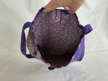 Load image into Gallery viewer, Eggplant and cream gusseted tote bag or iPad sleeve or purse