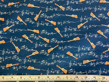 Load image into Gallery viewer, Musical Cats guitars from Michael Miller fabrics
