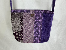 Load image into Gallery viewer, Eggplant and cream gusseted tote bag or iPad sleeve or purse