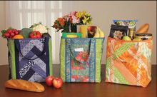 Load image into Gallery viewer, Just add fabric! Quilt as you go Utility Shoppers totes 3 pack