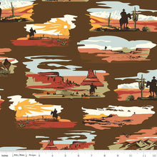 Load image into Gallery viewer, Go West with John Wayne Brown colorway by the yard from Riley Blake