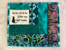 Load image into Gallery viewer, Daily mews mug mats with words with silly sayings