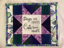 Load image into Gallery viewer, Daily mews mug mats with words with silly sayings