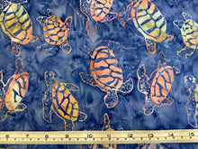 Load image into Gallery viewer, Bali Hawaii collection sea turtles fabric violet colorway from Benartex two yards