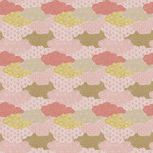 Load image into Gallery viewer, Moon Rabbit clouds coral fabric
