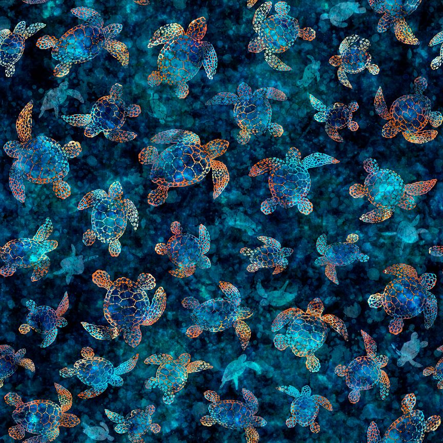 Sea Turtle lagoon colorway Oceana collection from Quilting Treasures