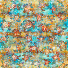 Load image into Gallery viewer, Sea Turtle multi colorway Oceana collection from Quilting Treasures
