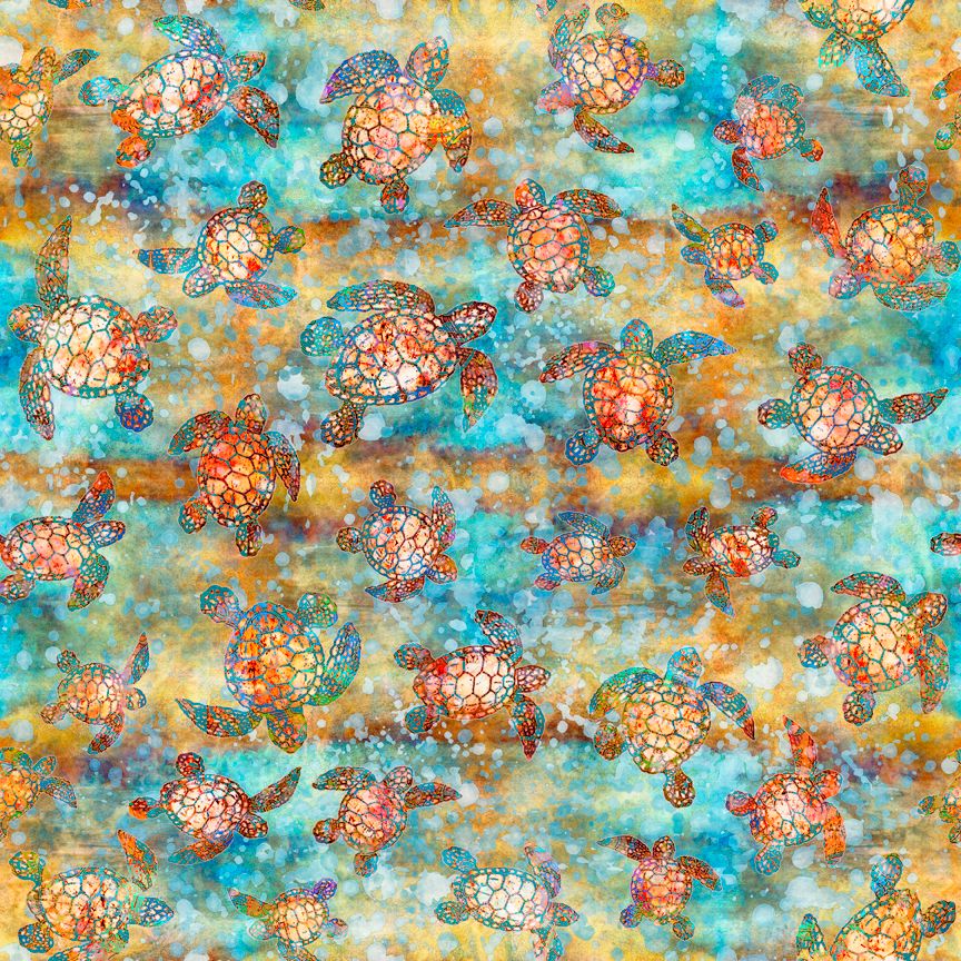 Sea Turtle multi colorway Oceana collection from Quilting Treasures
