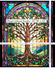 Load image into Gallery viewer, Tree of Life stained glass window look panel from Quilting Treasures fabrics

