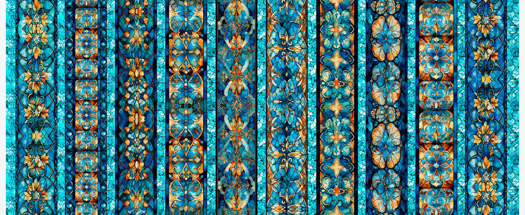 Bohemian Sunrise Celestial Decorative Stripe by Morris Creative Group from Quilting Treasures