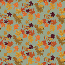 Load image into Gallery viewer, Pattern of autumn leaves on a light green background
