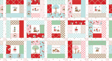 Load image into Gallery viewer, Patterned fabric with woodland-themed designs in red, pink, tan, aqua, and white.
