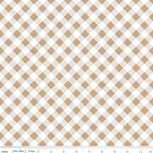 Load image into Gallery viewer, A repeating gingham-style check pattern made of alternating tan and white diamonds, shown as a fabric
