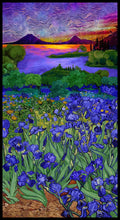 Load image into Gallery viewer, Iris landscape Wild Iris by Chong-A Hwang from Timeless Treasures fabrics Oriental Harmony Collection
