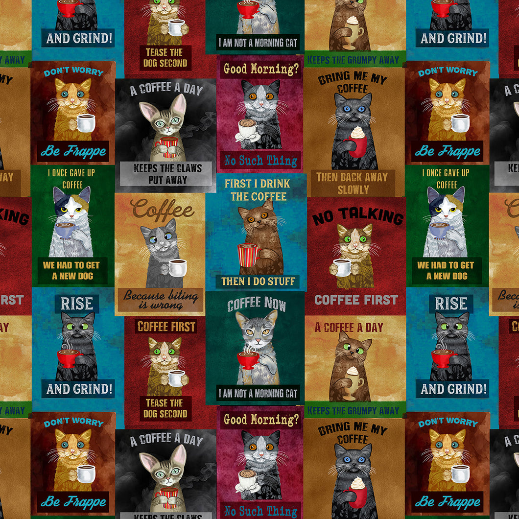 Coffee cats by Gail Cadden for Timeless Treasures