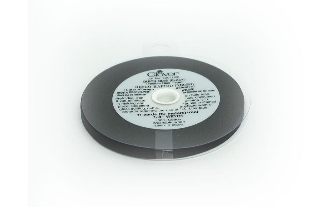 Clover Fusible Quick Bias Black 1/4 inch x 11 yards