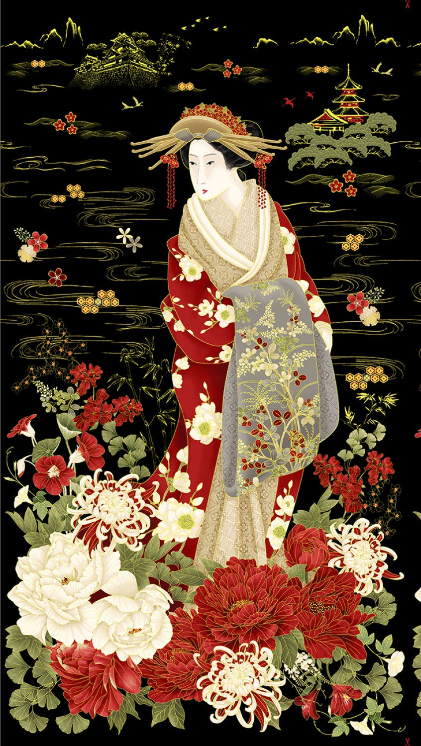 Geisha panel Kyoto collection from Timeless Treasures Fabrics