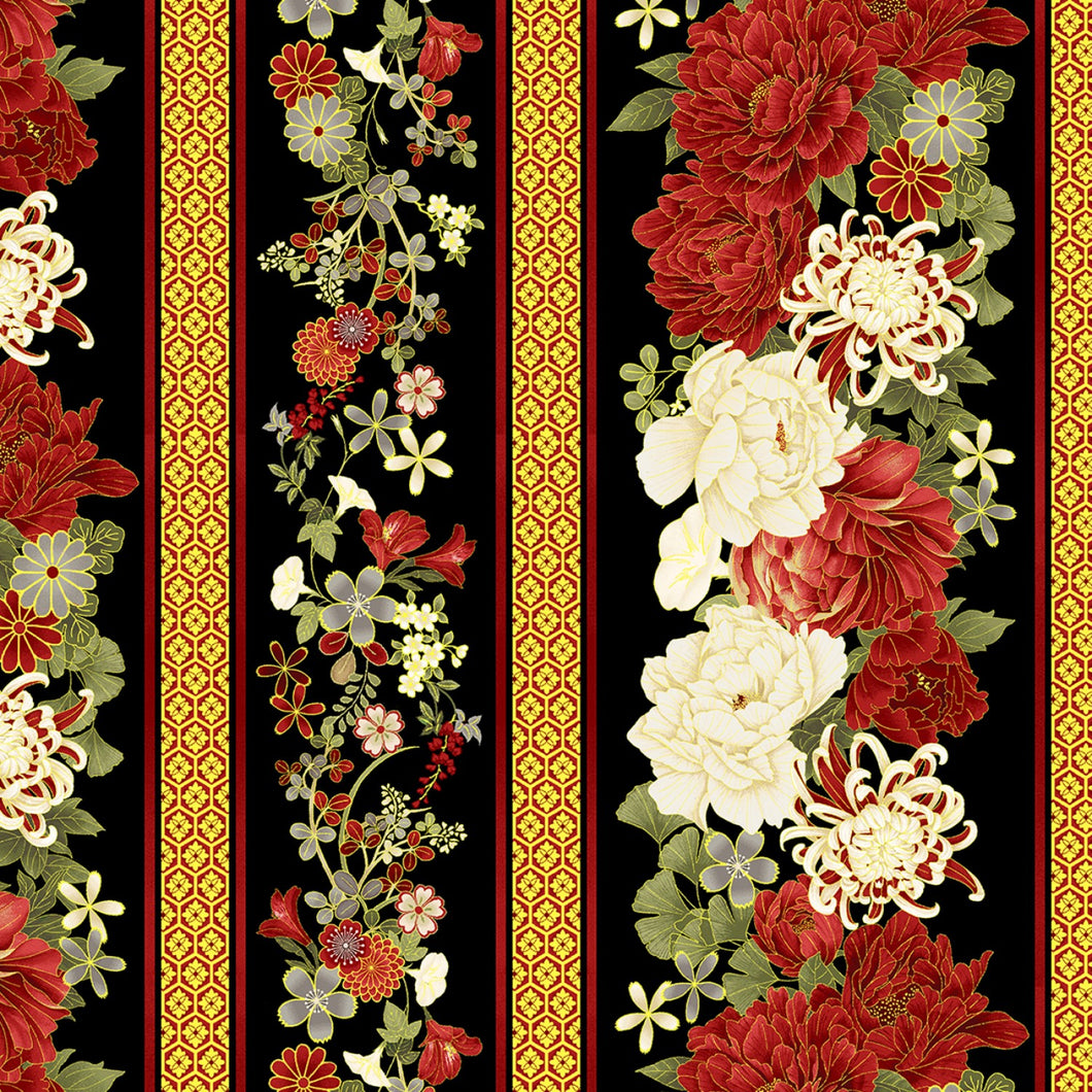 Japanese Asian floral stripe Kyoto collection from Timeless Treasures Fabrics