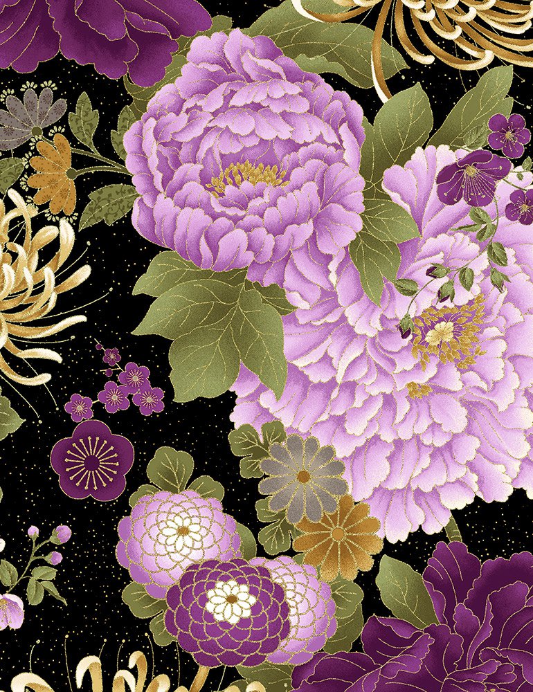 Japanese purple floral large by Chong-A Hwang from Timeless Treasures fabrics