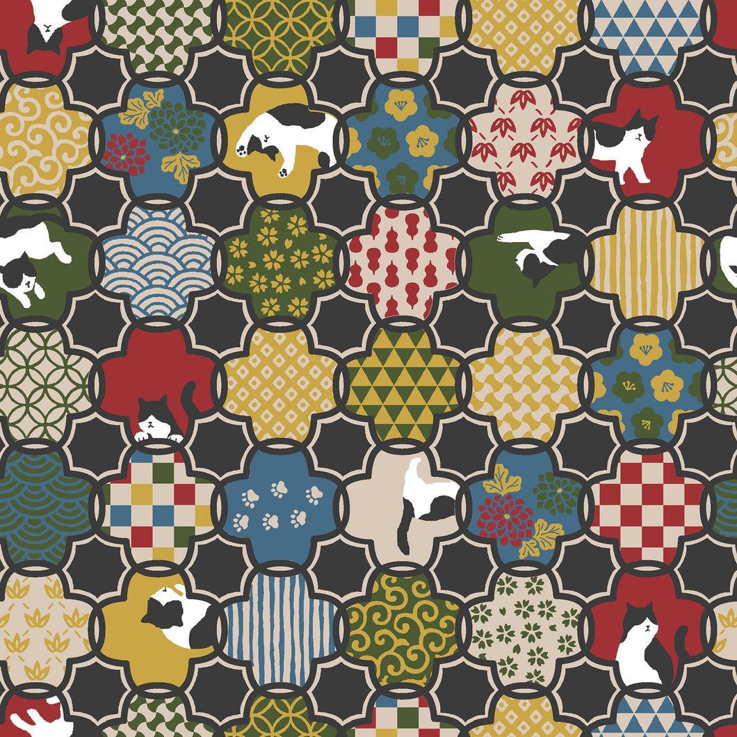 Cosmo fabrics with tossed cats Hachiware romance