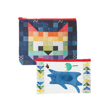 Load image into Gallery viewer, Patchwork Cats Eco Pouch Set of two
