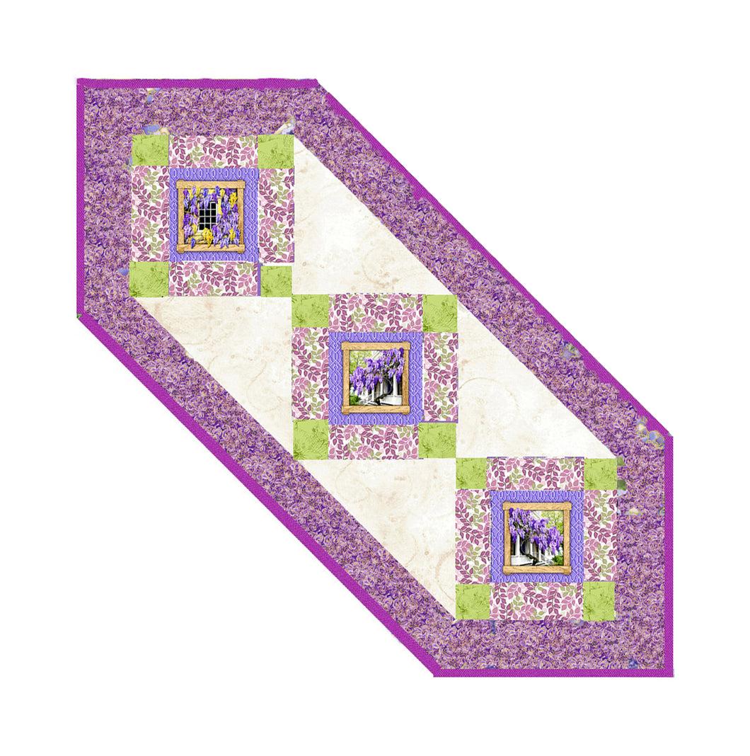 Lilac Garden table runner - Pattern designed by Debbie Beaves; fabrics chosen by Pat