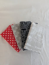 Load image into Gallery viewer, Four fabric swatches with different patterns on a white background
