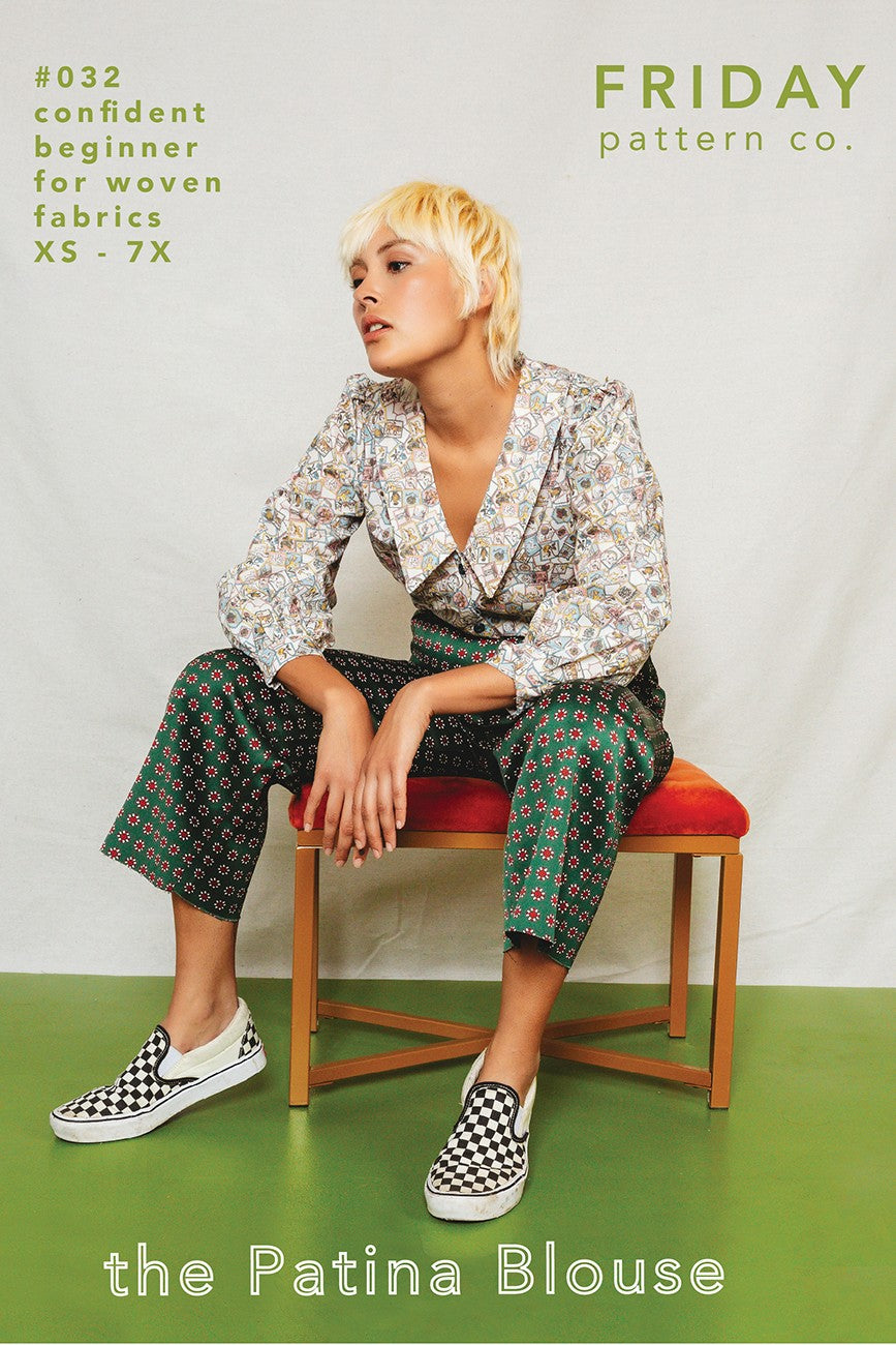 The Patina Blouse pattern from Friday Pattern Company  Designer Chelsea Gurnoe