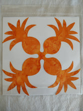 Load image into Gallery viewer, Pre-Fused Hawaiian Applique 8 inch pineapple persimmon batik
