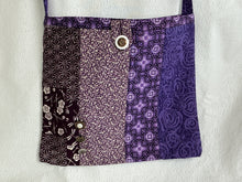 Load image into Gallery viewer, Eggplant and cream tote bag or iPad sleeve or purse
