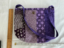 Load image into Gallery viewer, Eggplant and cream gusseted tote bag or iPad sleeve or purse
