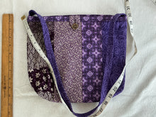 Load image into Gallery viewer, Eggplant and cream gusseted tote bag or iPad sleeve or purse
