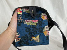 Load image into Gallery viewer, Black, gold, multicolor, and gray gusseted tote bag or iPad sleeve or purse, key fob and interior pocket
