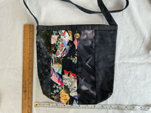 Load image into Gallery viewer, Black bag with Japanese pattern next to a ruler on a white background

