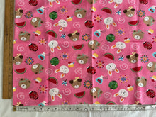 Load image into Gallery viewer, Japanese seersucker fabric with animals, cupcakes, food,icons
