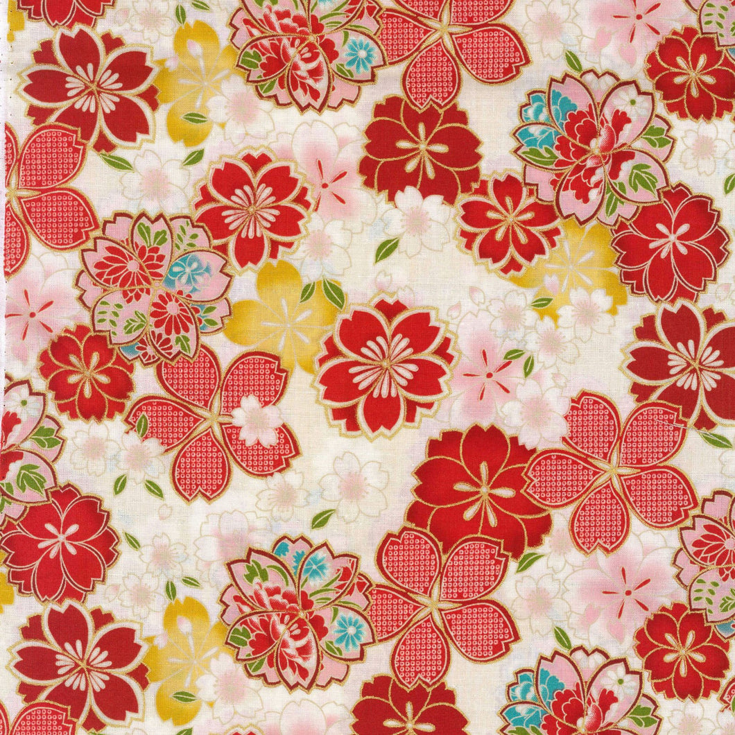 Kokka Old Japanese Fan sakura or cherry blossom