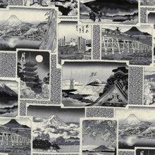 Load image into Gallery viewer, Japanese shrine or temple with Mt Fuji, cherry blossoms
