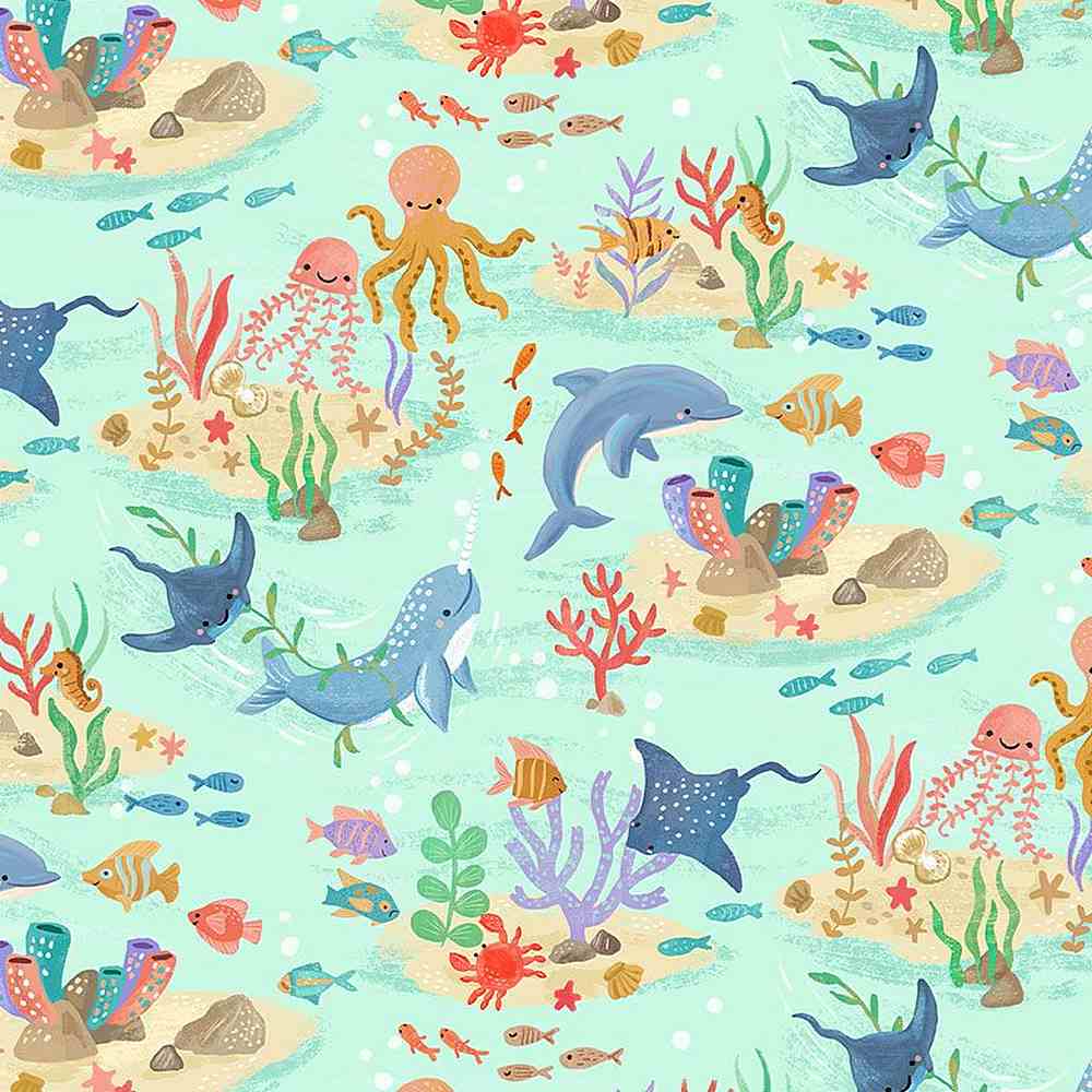 Timeless Treasures cute ocean animals and sea turtles