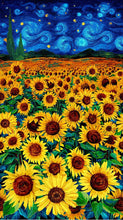 Load image into Gallery viewer, Sunflower field panel from Timeless Treasures fabrics
