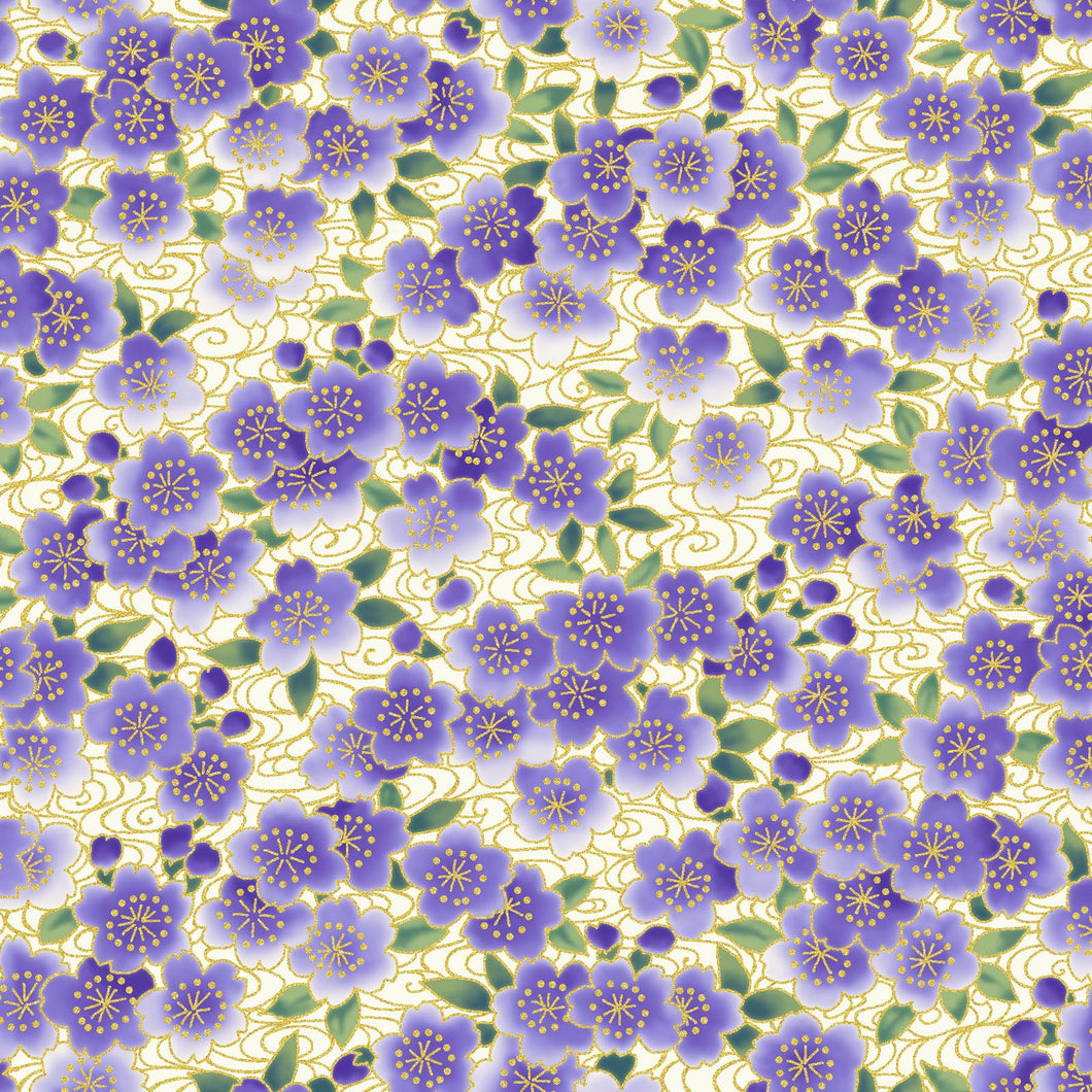 Tsuru Ditzy Flowers Metallic sakura or cherry blossom lavender