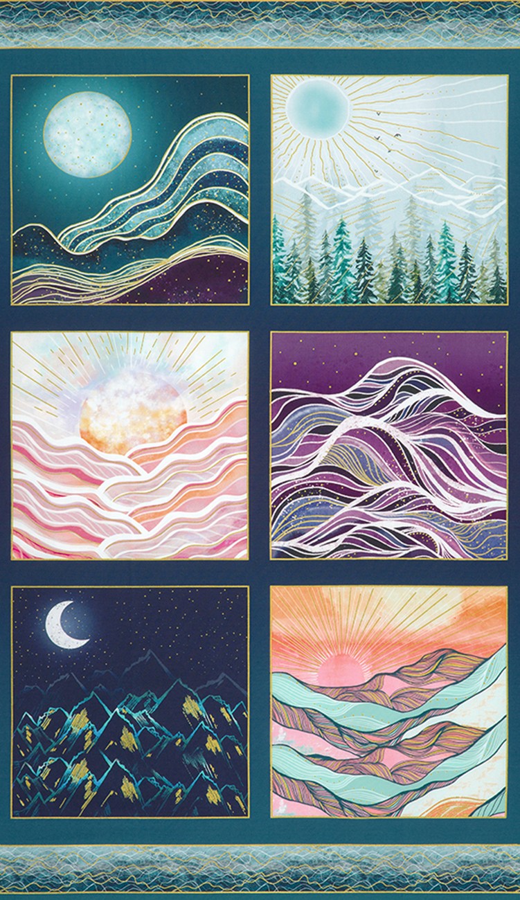 Hill Shine panel by Rose Halsey from Robert Kaufman