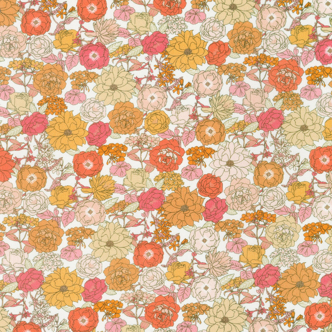 Creamsicle Floral Cotton Lawn Print from Robert Kaufman fabrics