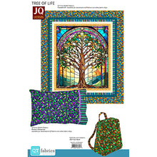 Load image into Gallery viewer, Tree of Life stained glass window look leaves from Quilting Treasures fabrics
