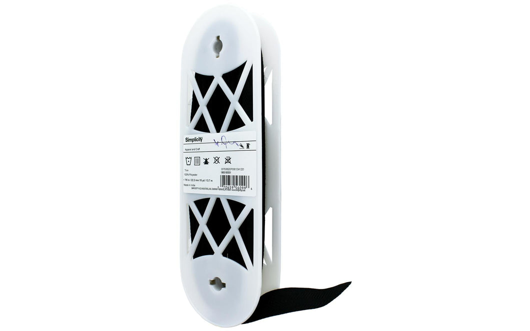 Simplicity Trim Twill Tape 7/8 inch x 15 yard Black