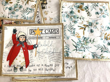 Load image into Gallery viewer, Reversible Victorian Christmas postcard placemats gold highlights set of six

