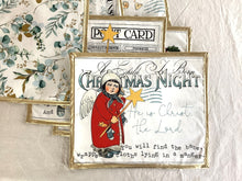 Load image into Gallery viewer, Reversible Victorian Christmas postcard placemats gold highlights set of six
